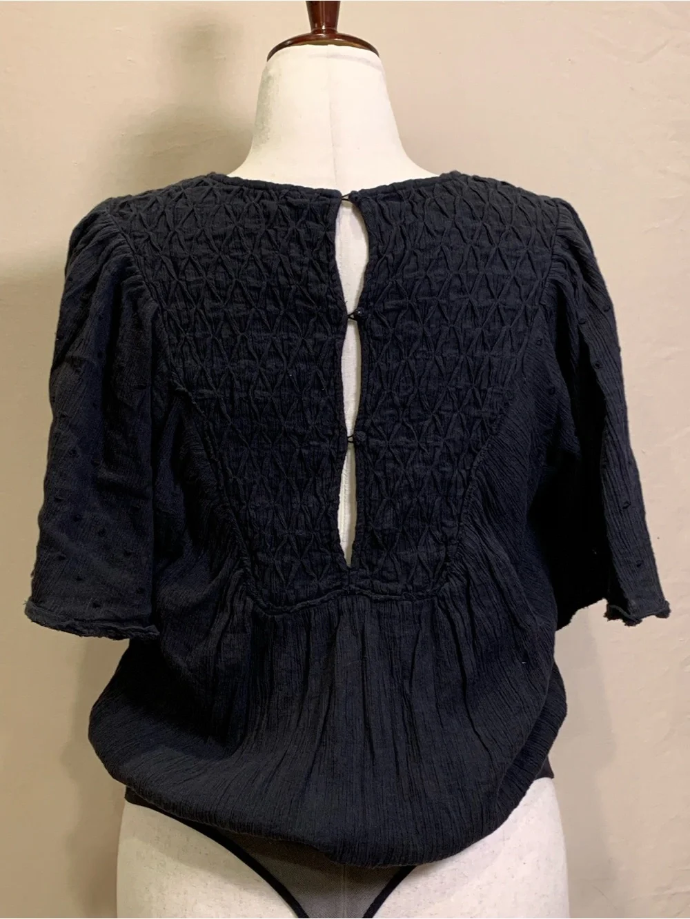 Free People Sheer Panel Textured Bodysuit size M